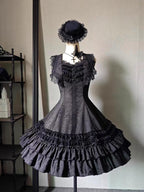Six-Panel Gothic Lolita JSK Dress with Tiered Ruffles - image 19