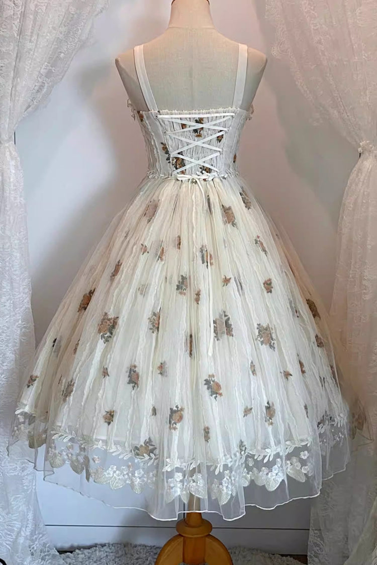Chloris - Floral Embroidered Sweet Lolita JSK Dress in Apricot - image 9