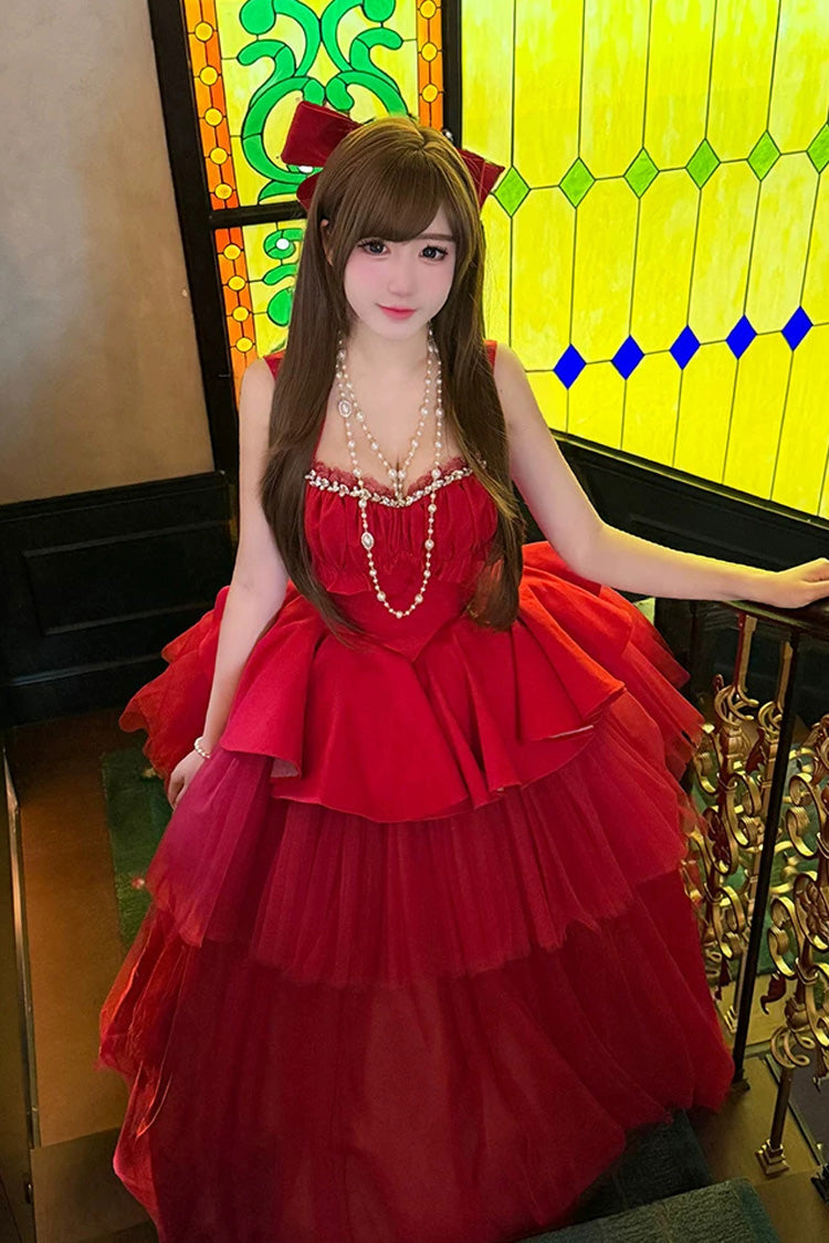 Romantic Rose - Square Collar Sleeveless Ruffled Classic Ballet Lolita Dress - image 12