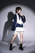 Rabbit Hunter - Ouji Lolita Shirt Sapphire Blue Long Sleeve Blouse - image 2
