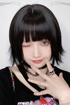 Outward-Curled Ends Air-Bangs Sweet Lolita Wig in Black - image 4