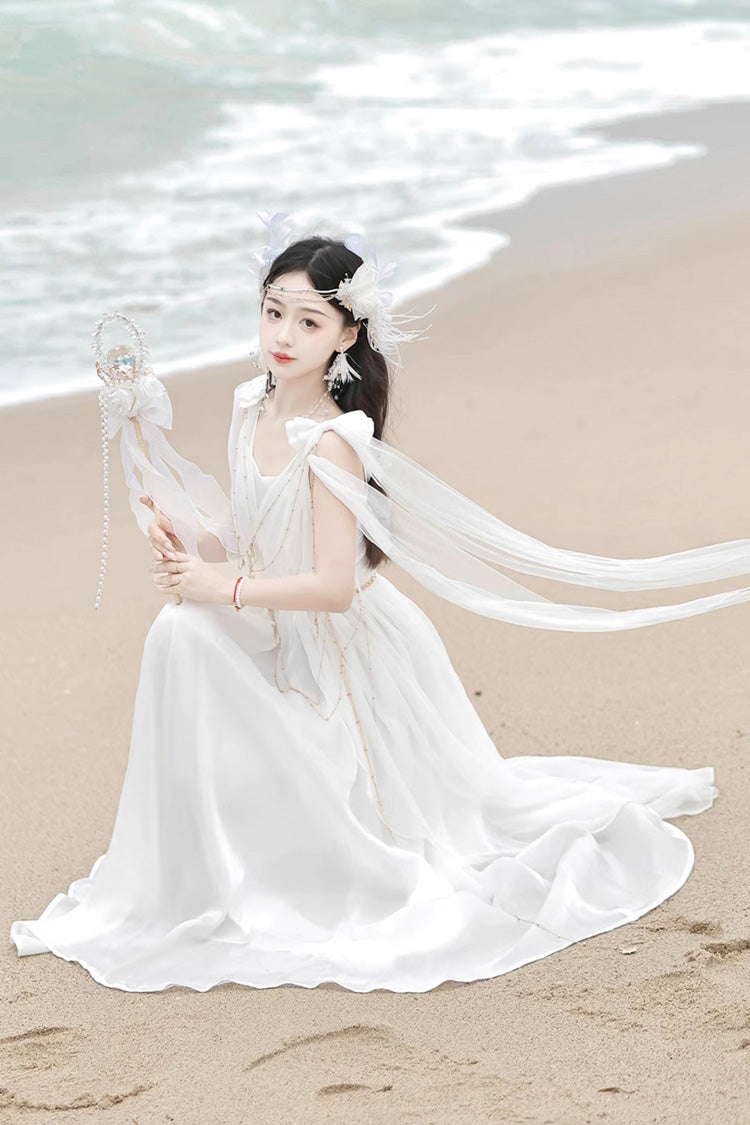 Messenger of God Greek-Inspired Elegant Lolita Long JSK Dress in White - image 11
