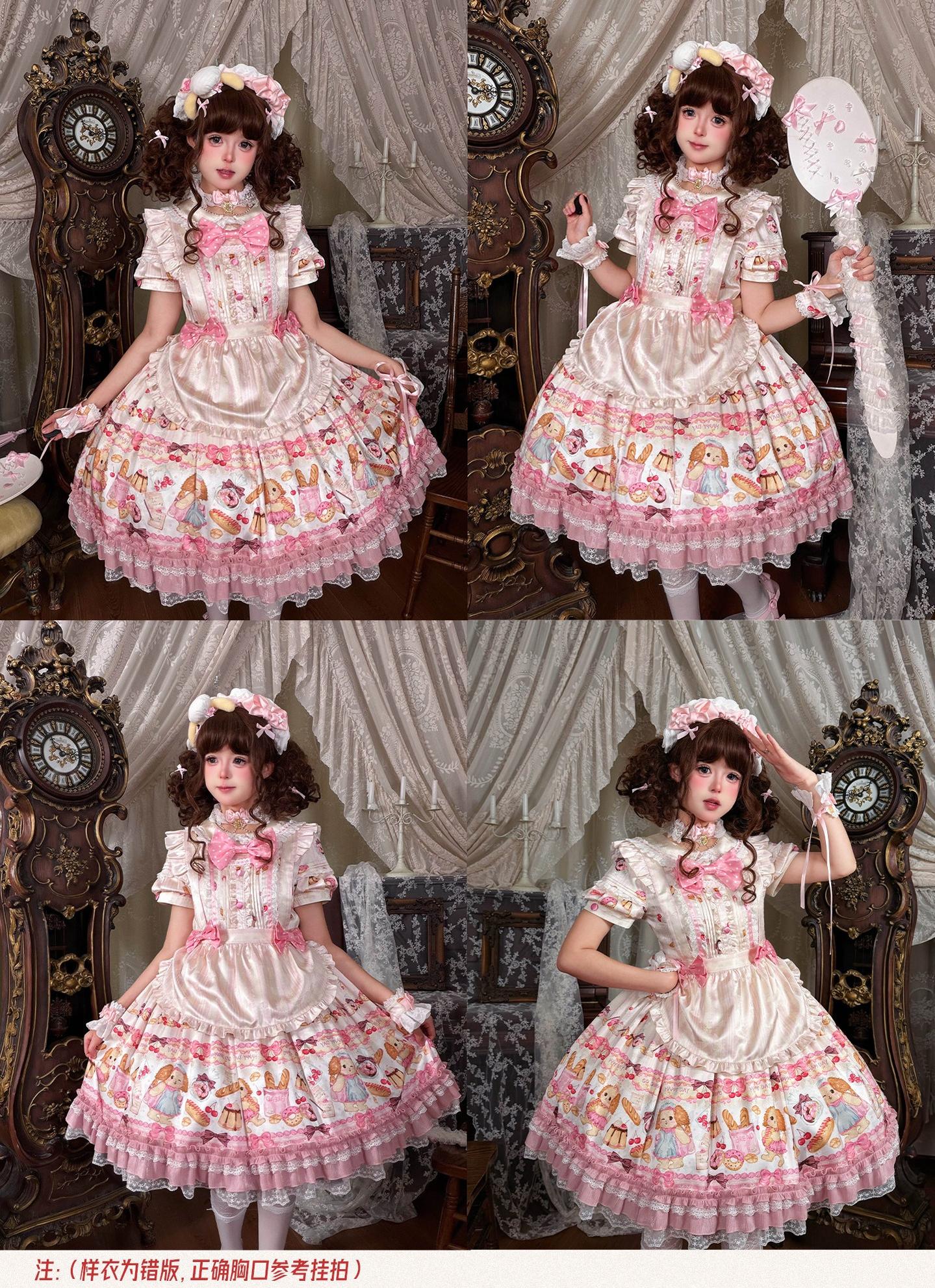Full Sugar Bakery - Sweet Lolita Puppy Dessert Print OP Dress with Bows and Accessories - image 11