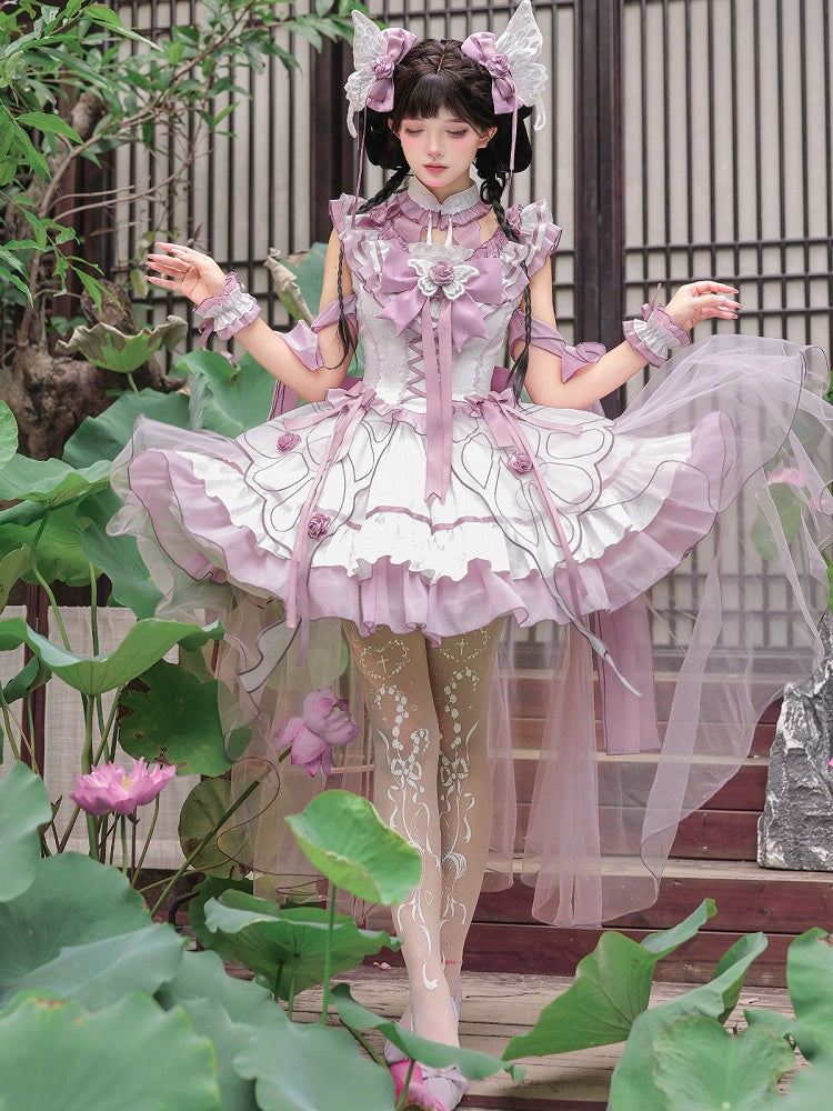 Chinese-Inspired Butterfly Lolita Dress Set with Headpiece and Wrist Cuffs - image 8