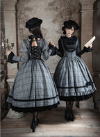 Yesterday's Epistle - Winter Classic Lolita Plaid Dress Set, Fishbone Waist - image 2
