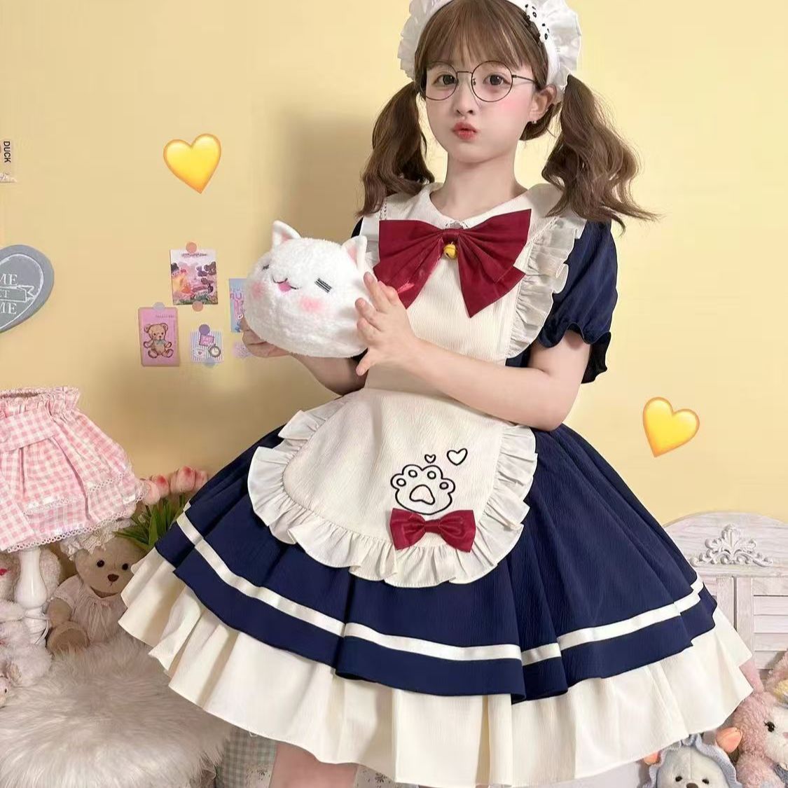 Cat Cafe Maid Sweet Kawaii Lolita OP Dress Plus Size - image 6