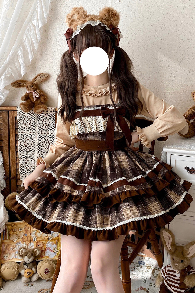 Caramel Cocoa Double-Layered Sweet Lolita JSK Dress - image 3