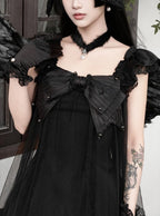 Black Gothic Lace Flutter-Sleeve Lolita JSK Dress - image 2