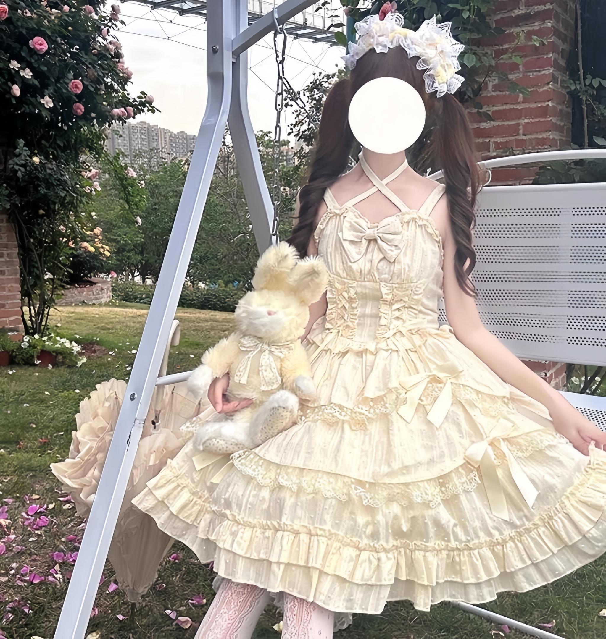 Miss Pearl - Halter Neck Sweet Lolita JSK Dress, Tiered Skirt - image 4
