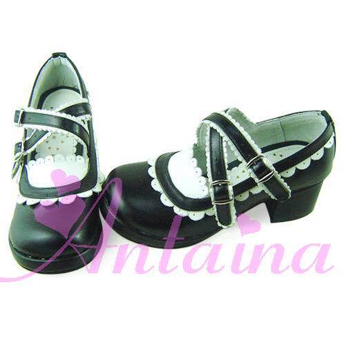 Gothic Lolita Shoes - Black Matte & Scalloped - image 2