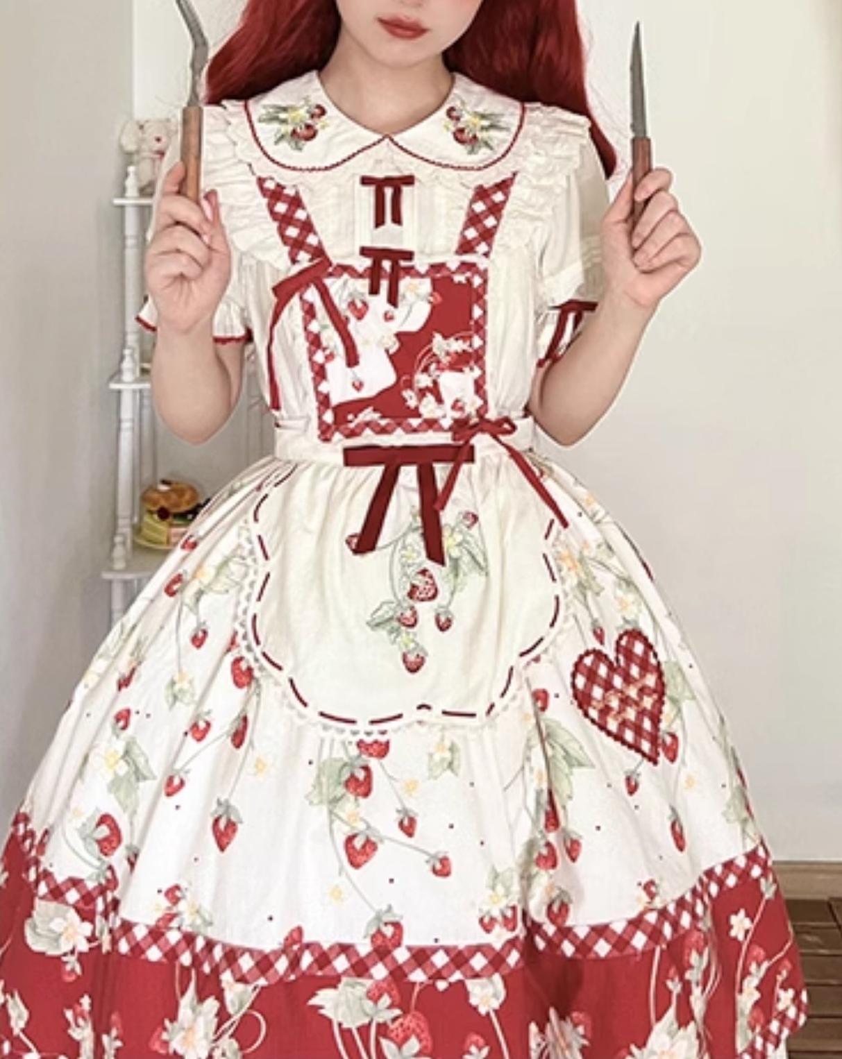 Sweet Lolita Shirt Strawberry Embroidery Ivory Blouse - image 20