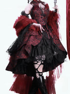 Rose Blood - Black Red Gothic Lolita JSK Jacquard Court Dress - image 3