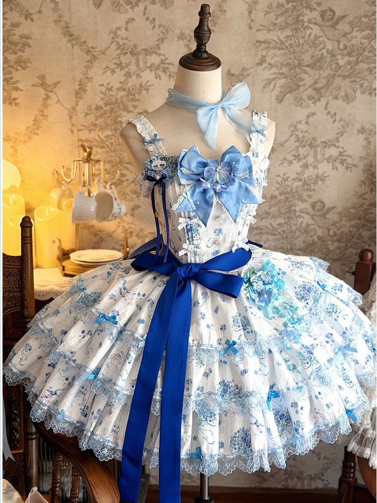 Floral Lolita Dress with Bow Train - image 1