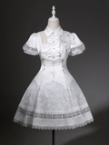 White Lily Embroidery Lace Gothic Lolita Dress - image 1