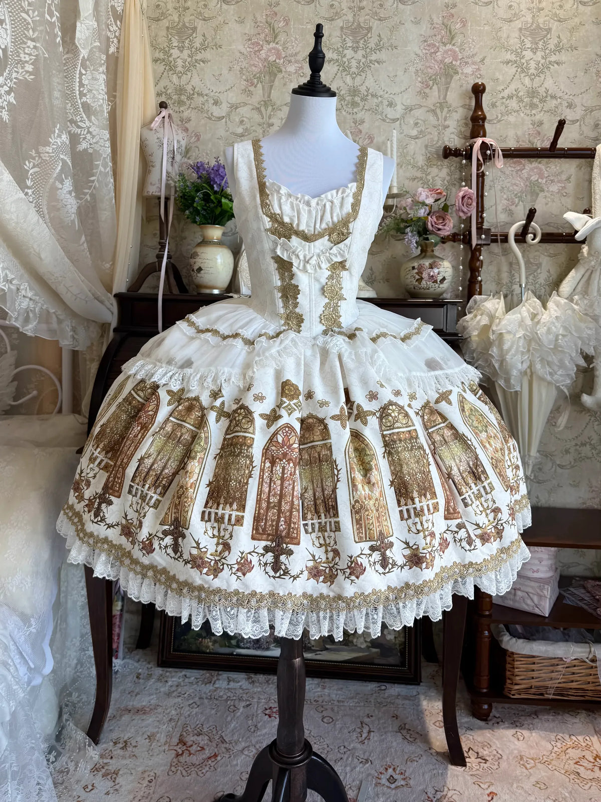 Temple Stained Glass Gothic Lolita JSK and Blouse Set - image 4