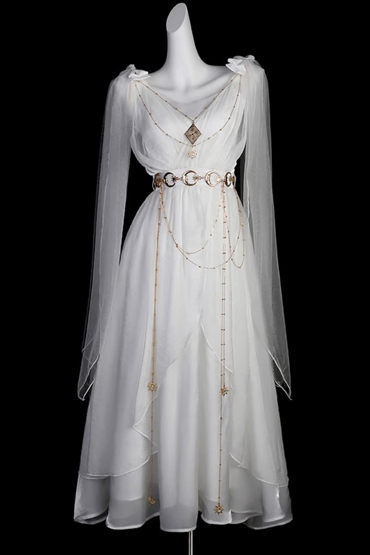 Messenger of God Greek-Inspired Elegant Lolita Long JSK Dress in White - image 5