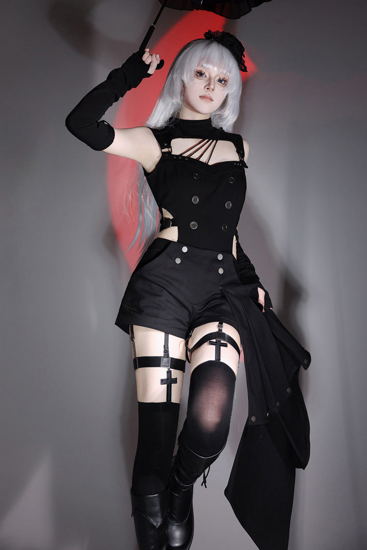 Masquerade Phantom Thief - Cut-Out Gothic Ouji Lolita Shorts Set - image 7