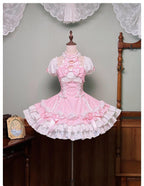 Old School Lolita Halter Neck OP Dress, Polka Dot Accent - image 1