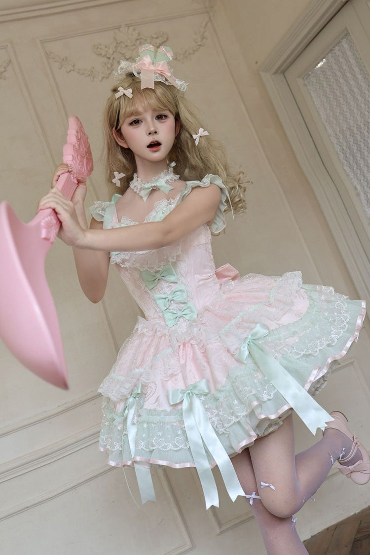 Pink Candy Satin Ballet Sweet Lolita JSK Dress - image 5