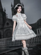 White Lily Embroidery Lace Gothic Lolita Dress - image 9