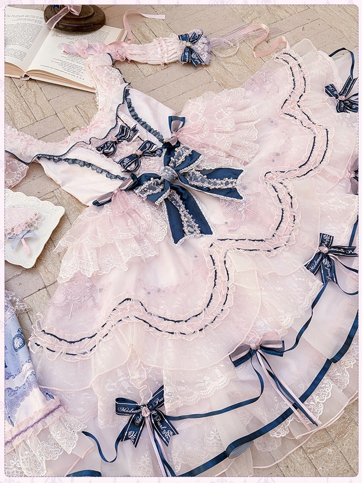 Sweet Bowknot and Embroidery JSK Dress with Lace Trim and Overlay - image 5