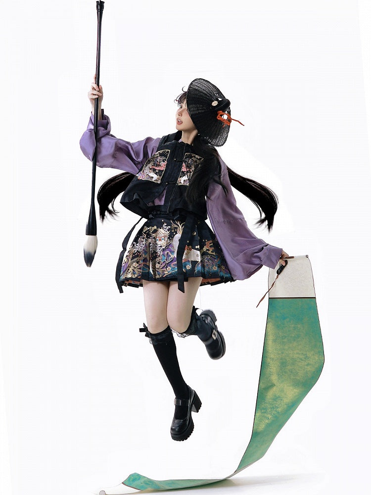 Black Chinoiserie Embroidered Vest - image 5