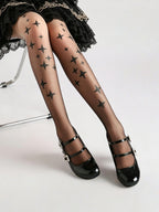 Gothic Lolita Black Gradient Printed Pantyhose - image 2