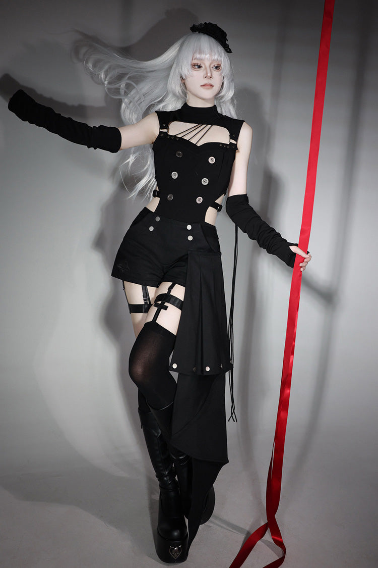 Masquerade Phantom Thief - Cut-Out Gothic Ouji Lolita Shorts Set - image 2