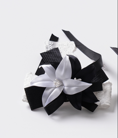 Lily Doll - Gothic Lolita Black White Contrast JSK Dress with Ruffles and Accessories - image 7