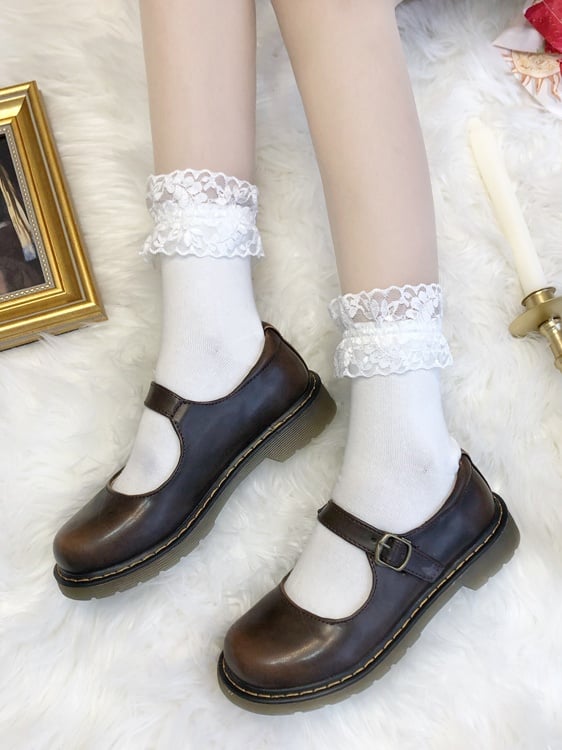 Lace-Trimmed Lolita Cotton Socks - 4 Colors - image 7