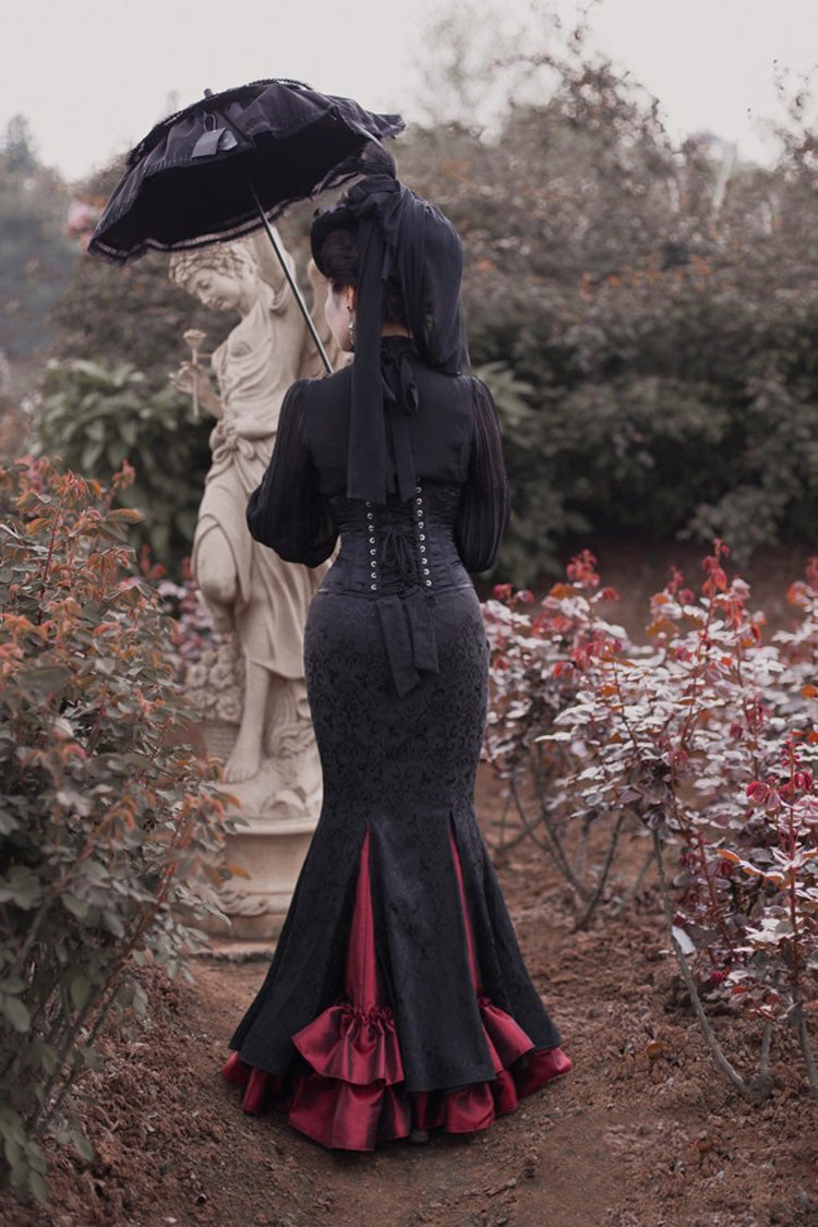 Lorelei Gothic Lolita Jacquard Mermaid Maxi Skirt in 3 Colors - image 3