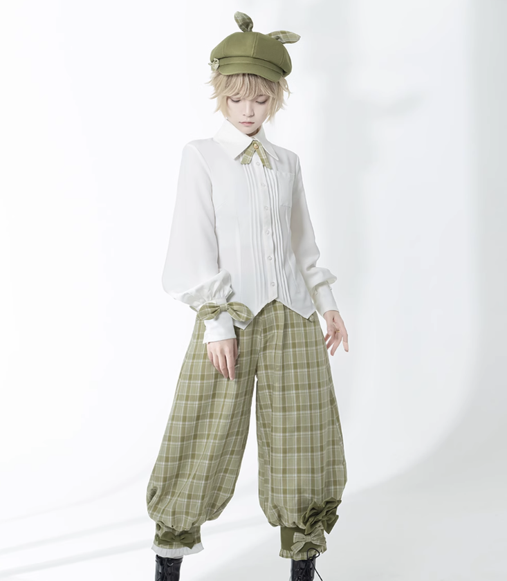 Secret Morning Paper - Ouji Lolita Shirt, Matcha Green Capri Pants Collection - image 26