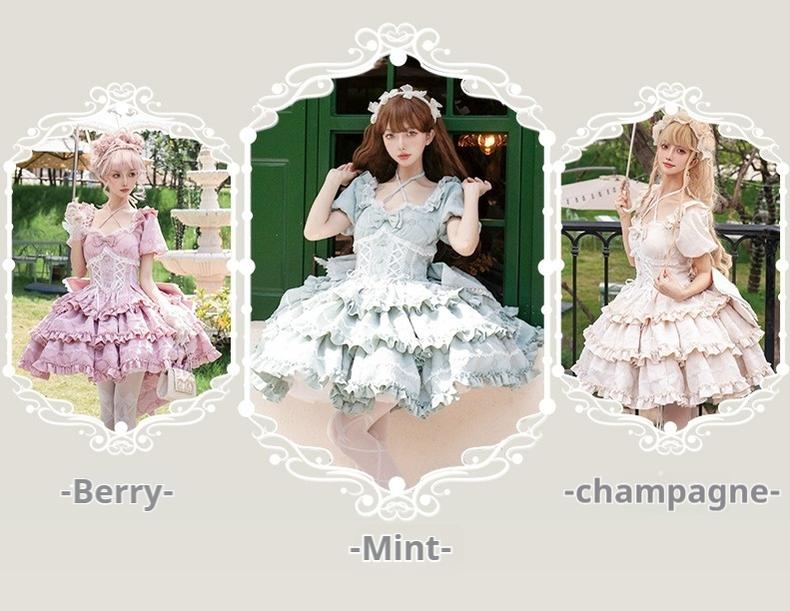 Puff Rose - Sweet Lolita OP Princess Bow Trailing Lolita Dress - image 15
