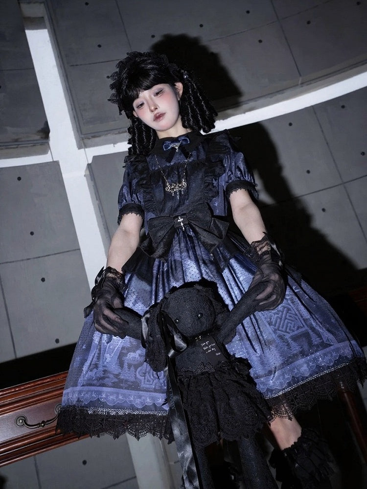 Midnight Rose Cemetery Dress with Overlay - iris de nuit - image 5