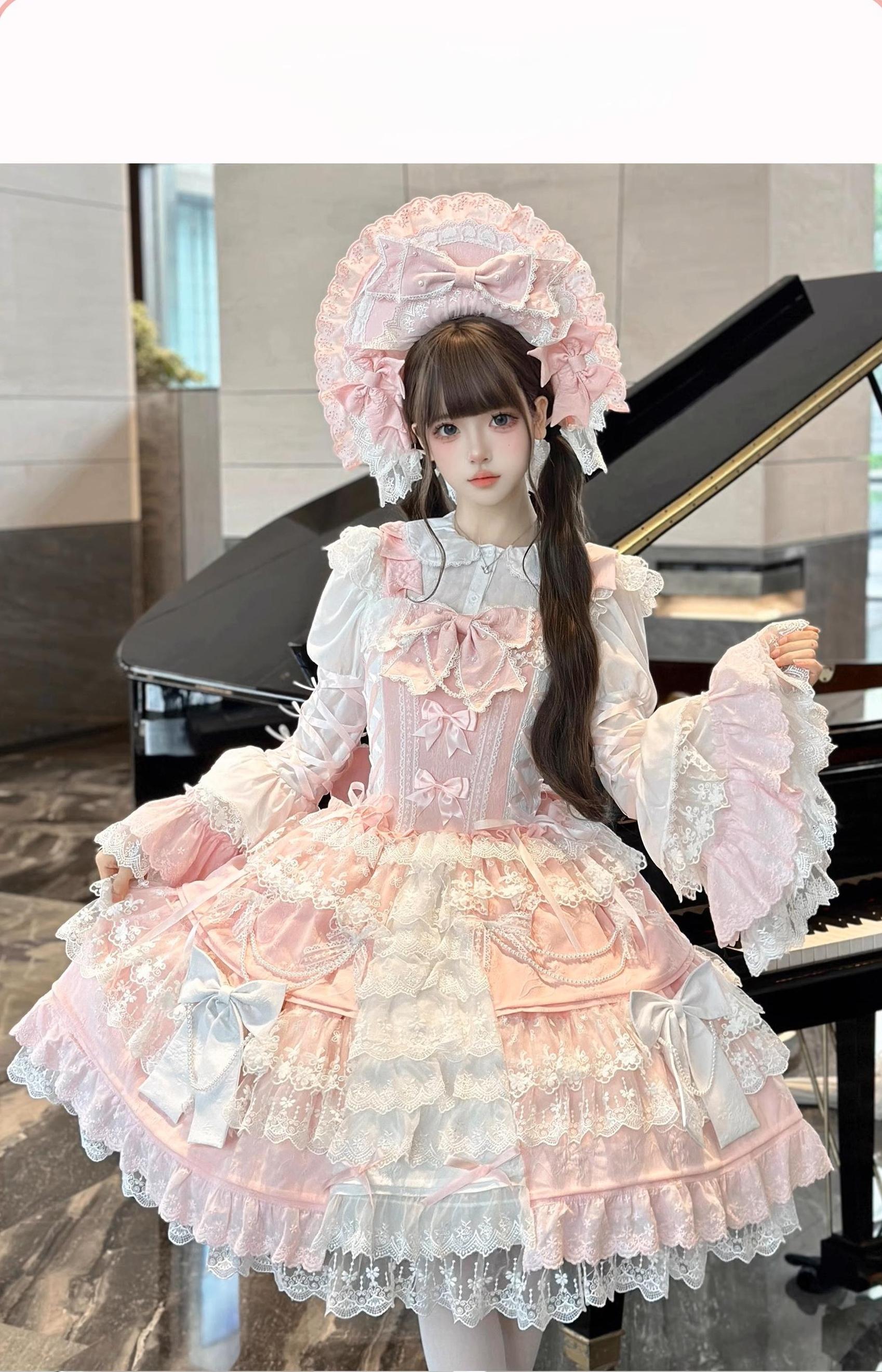 Sakura Love - Gorgeous Doll-like Lolita Dress Suit, Tiered Skirt - image 1
