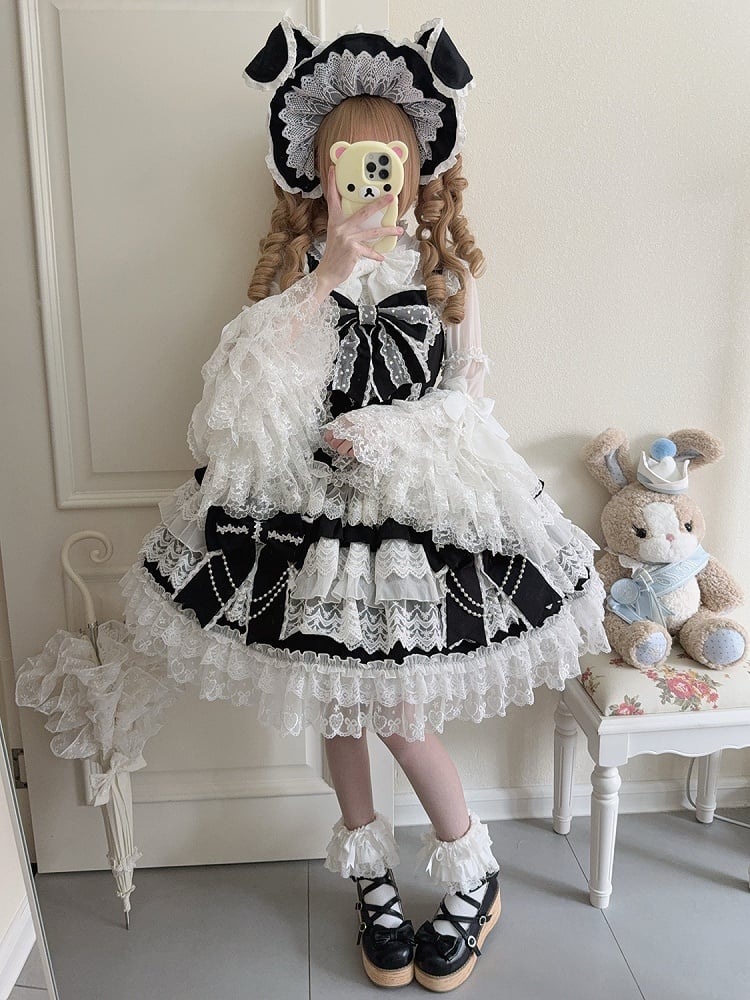 Hanayome Black Bead Chain Lolita Skirt - image 2