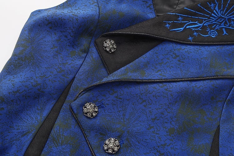 Dark Blue Asymmetrical Ouji Waistcoat and Sleeveless Coat - image 7
