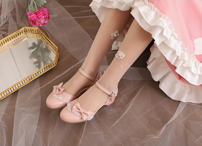 Bow-Tie Sweet Lolita Low Chunky Heel Sandals - image 5