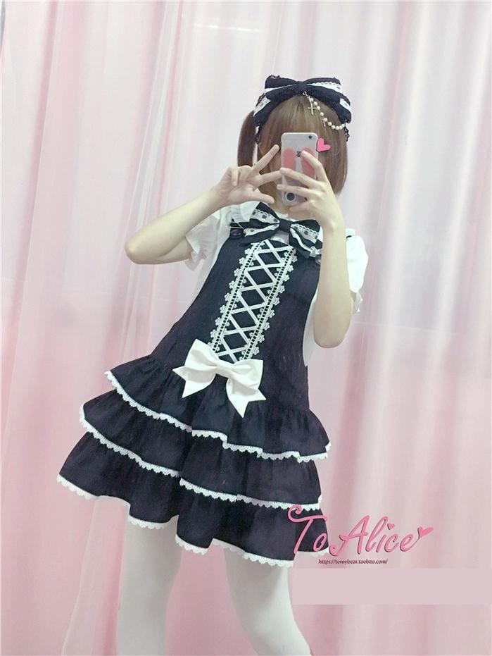 Old School Lolita Salopette Suit Tiered Dress - image 4