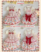 Showa Dessert Showcase - Kawaii Lolita JSK/Salopette Dress Suit, Pudding-Inspired - image 34