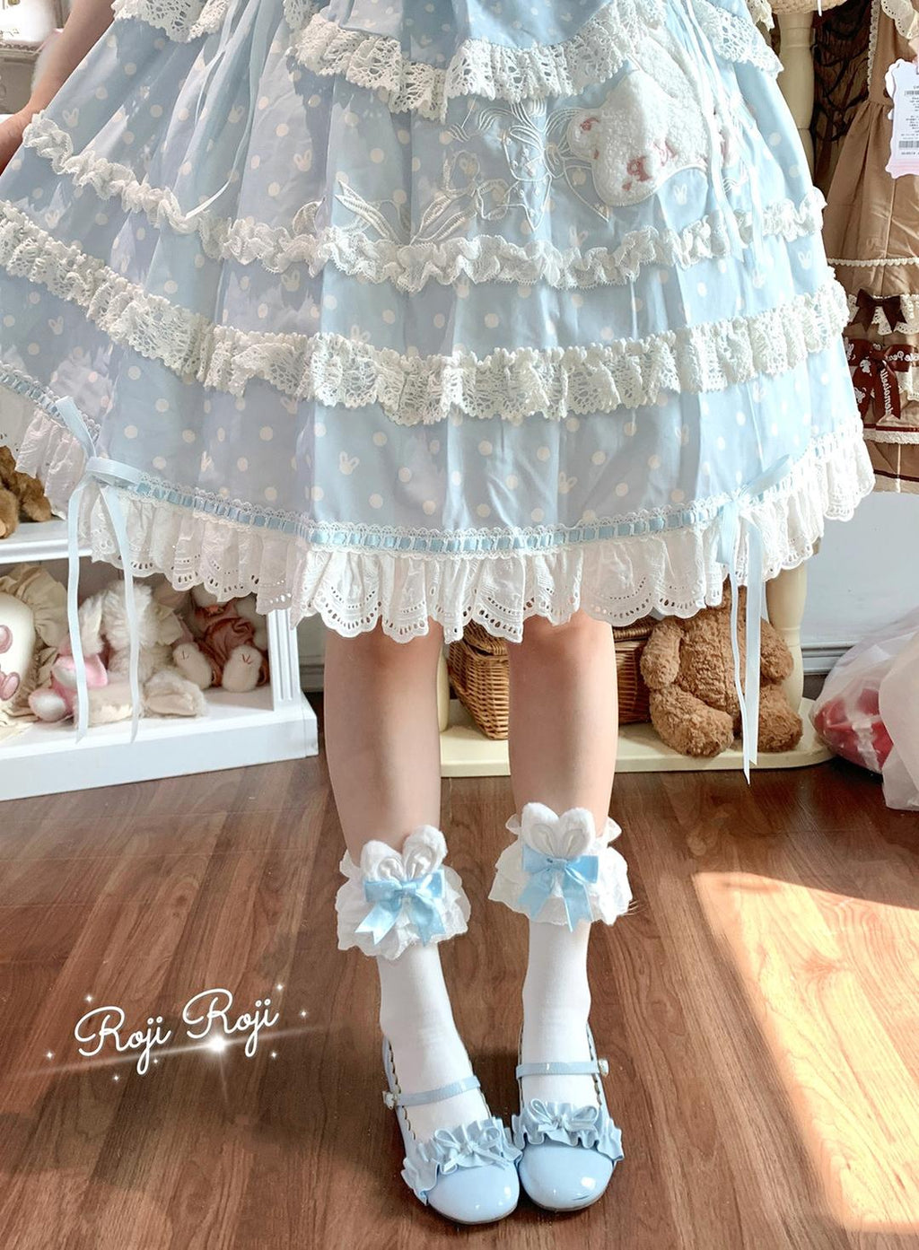 Bunny Ears Polka Dot Sweet Lolita Mid-Calf Socks - image 6