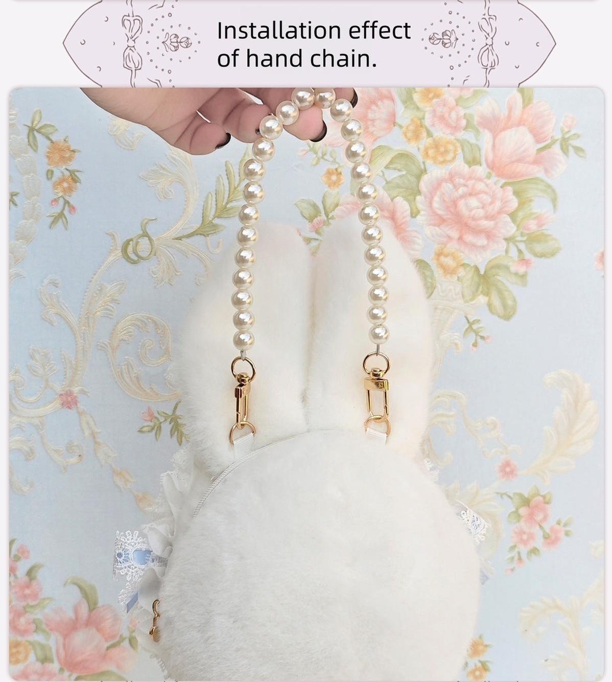 Posable Plush Bunny Lolita Bag with Detachable Pearl Chains - image 13