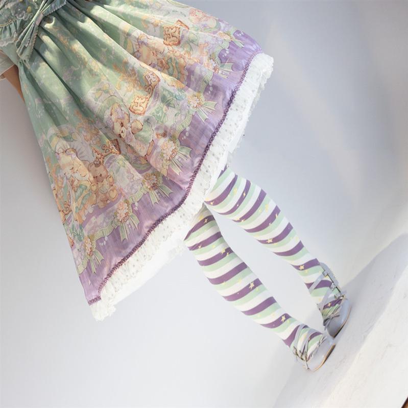 Macaron Lolita Cute Stripe Socks - image 27