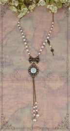 Vintage Lolita Pearl Necklace with Key Charm - image 1