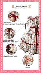 The Bear's Strawberry Field - Daily Lolita OP Dress With Petal Collar & Bear Strawberry Print and Accessories - image 19