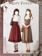 Classic Lolita A-Line Skirt, Button-Front Vest and White Blouse - image 1