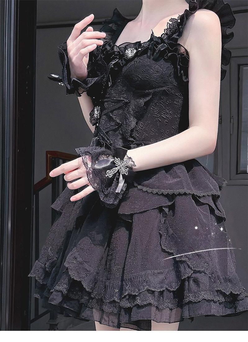 Gothic Lolita Cuffs with Cross Black and White Hand Sleeve - image 3