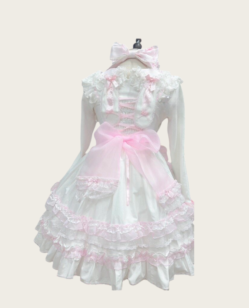 Little Dessert Chef - Old School Lolita JSK Dress, Cream-Like Ruffle and Accessories - image 6