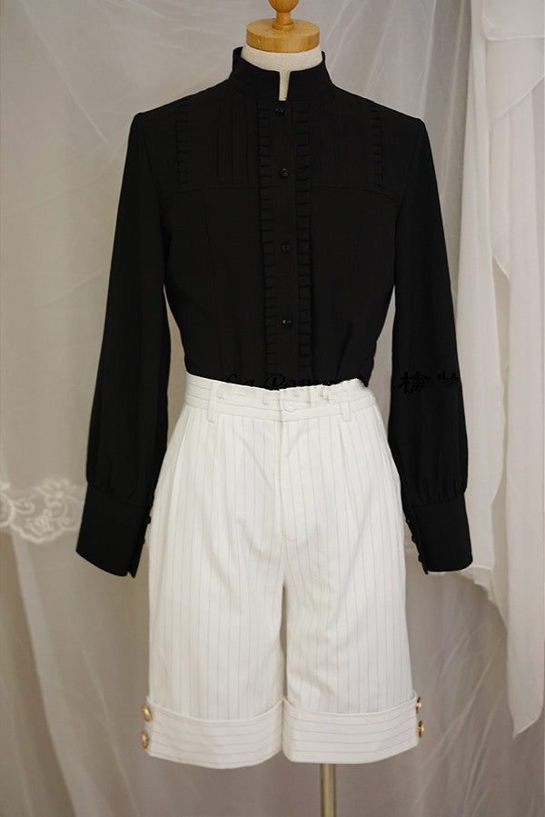 La Pomme Striped Middle-Length Ouji Shorts - image 1