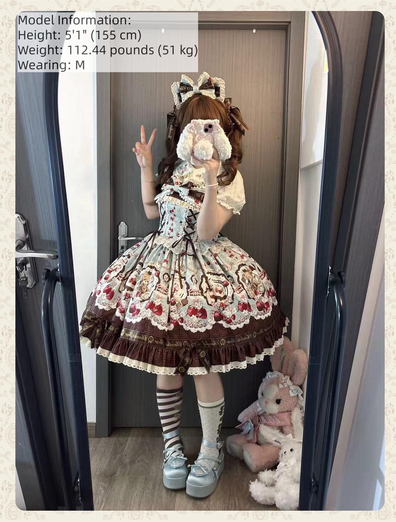Cookie Treasure Box - Sweet Lolita Dessert Printed JSK Dress with Ribbon Bows - image 8
